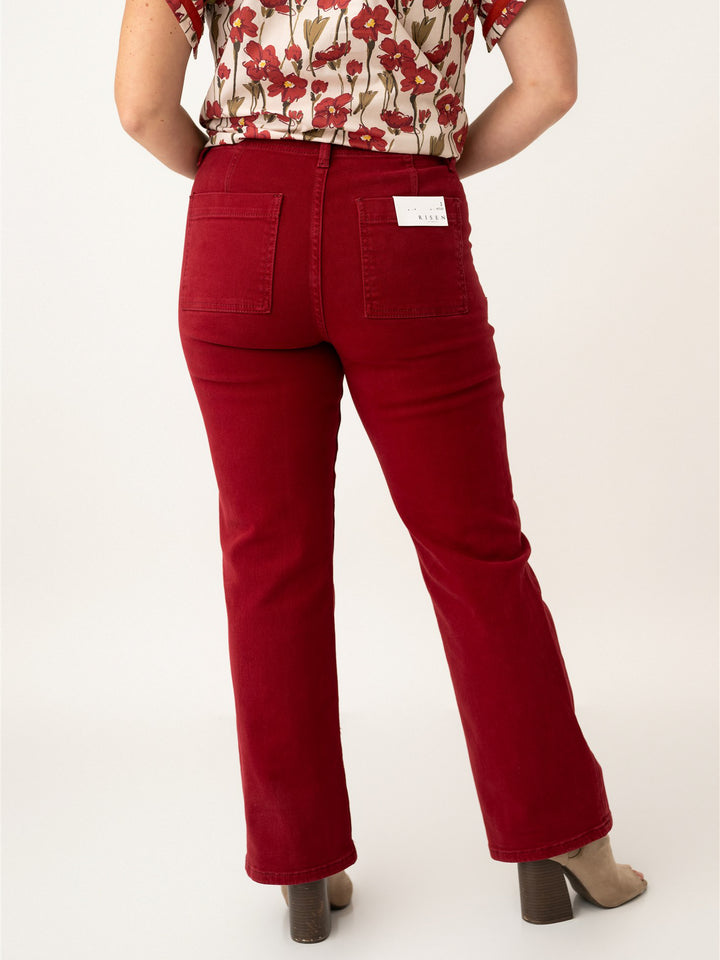 Risen High Rise Ankle Flare Patch Pocket Pants