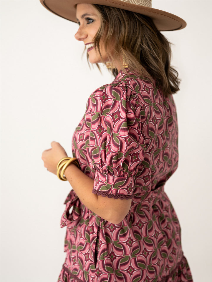 Harvest Rose Tie Waist Dress