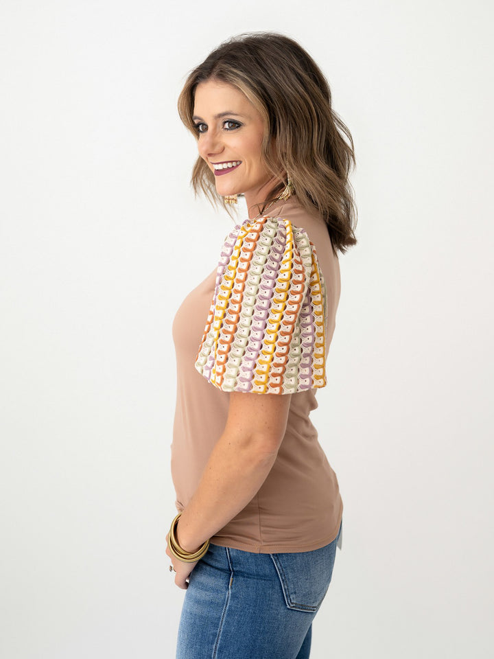 Boho Patchwork Sleeve Tee