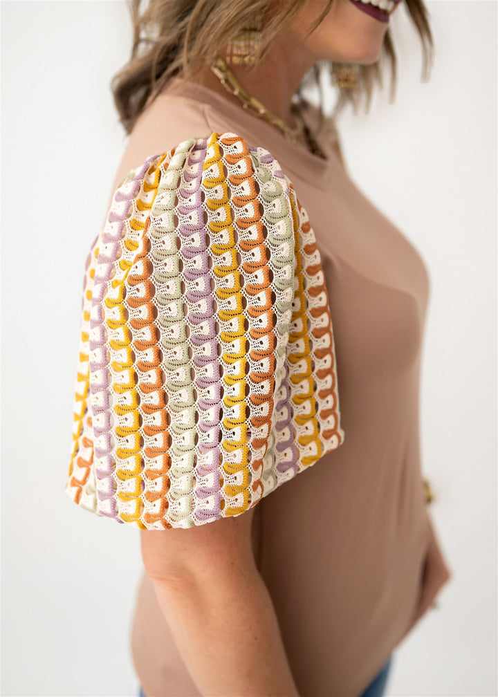 Boho Patchwork Sleeve Tee