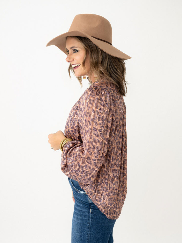 Striped Shimmer Animal Print Blouse