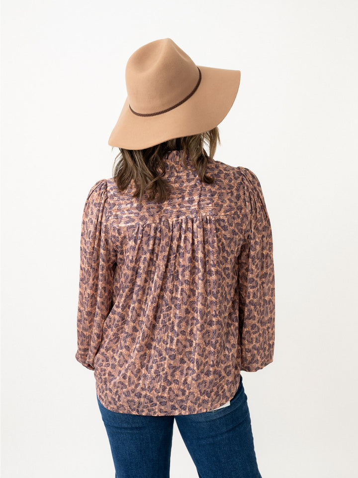 Striped Shimmer Animal Print Blouse