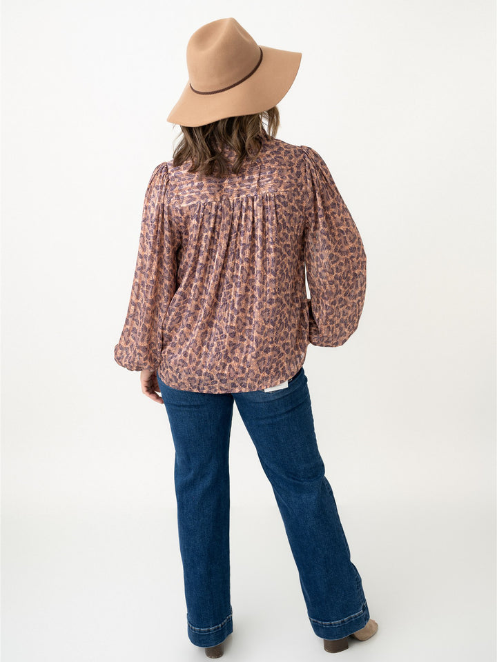 Striped Shimmer Animal Print Blouse