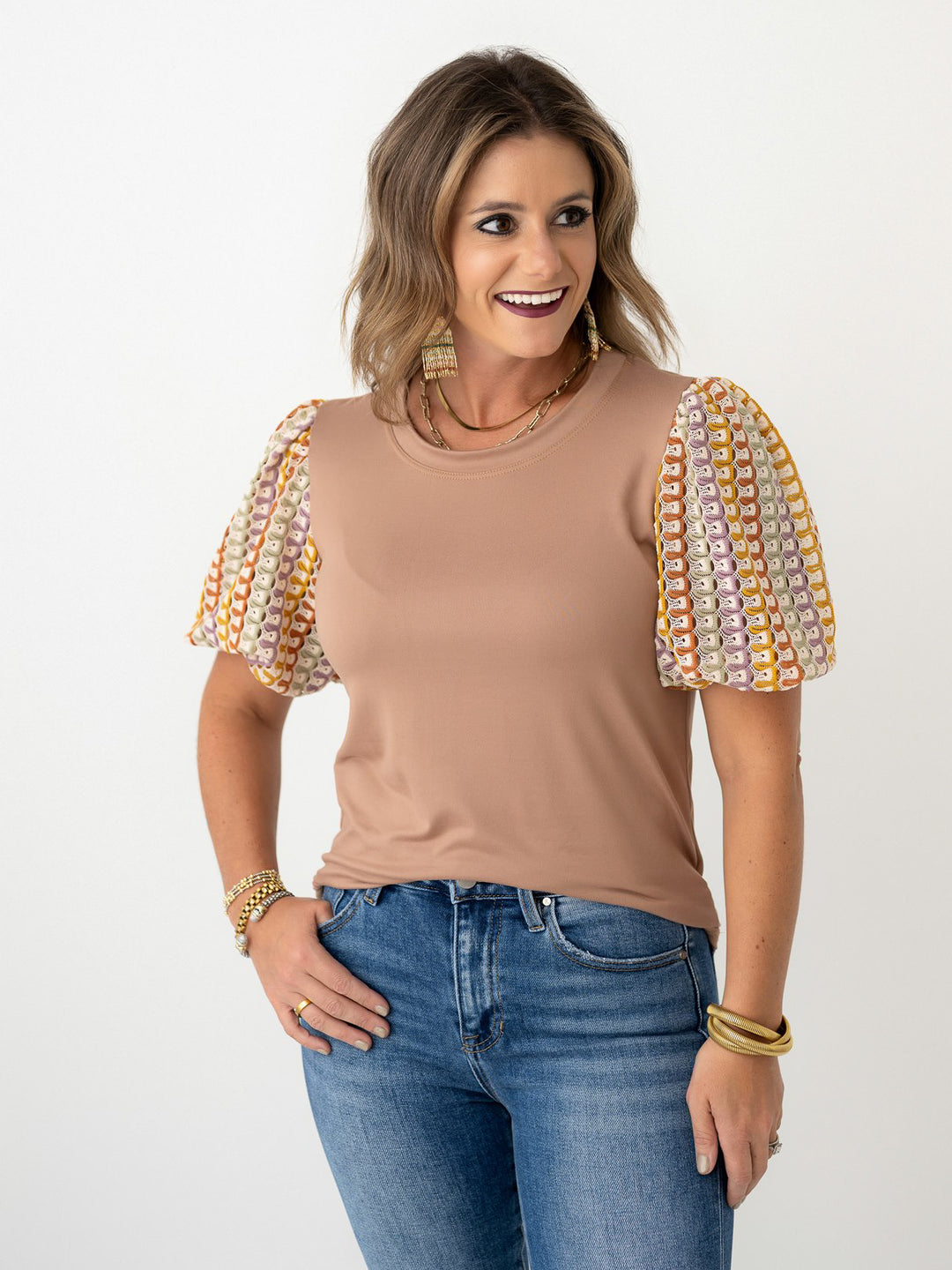 Boho Patchwork Sleeve Tee