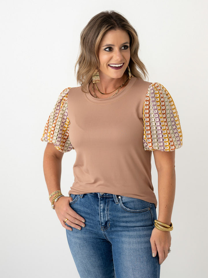 Boho Patchwork Sleeve Tee