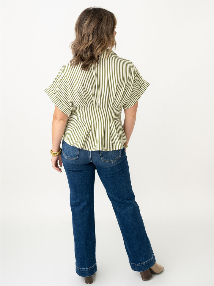 Greta Gathered Waist Striped Blouse