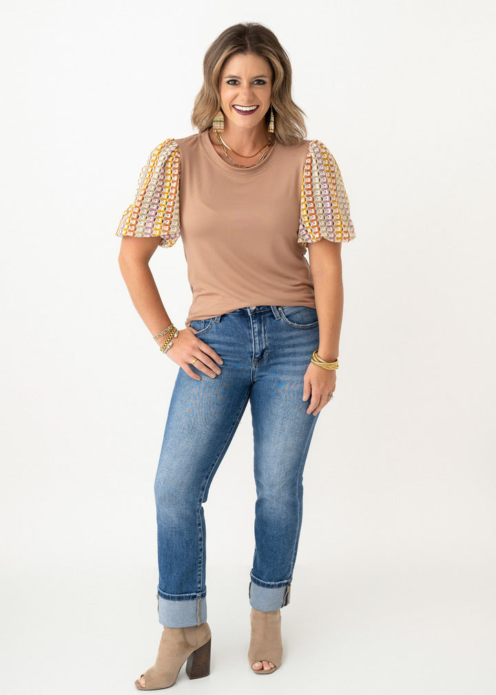 High Rise Ankle Straight Cuffed Jeans