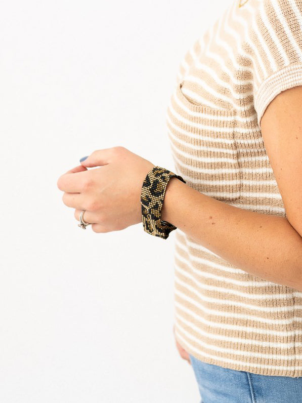 Leopard Stretch Beaded Bracelet