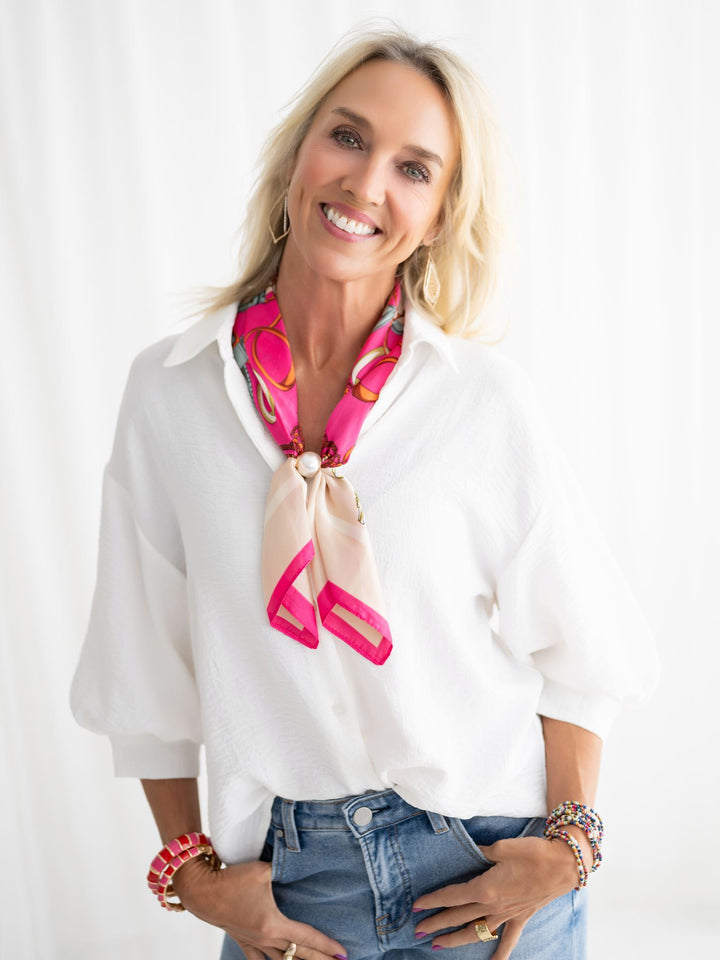 Long Magnetic Scarf Necklace with Pearl