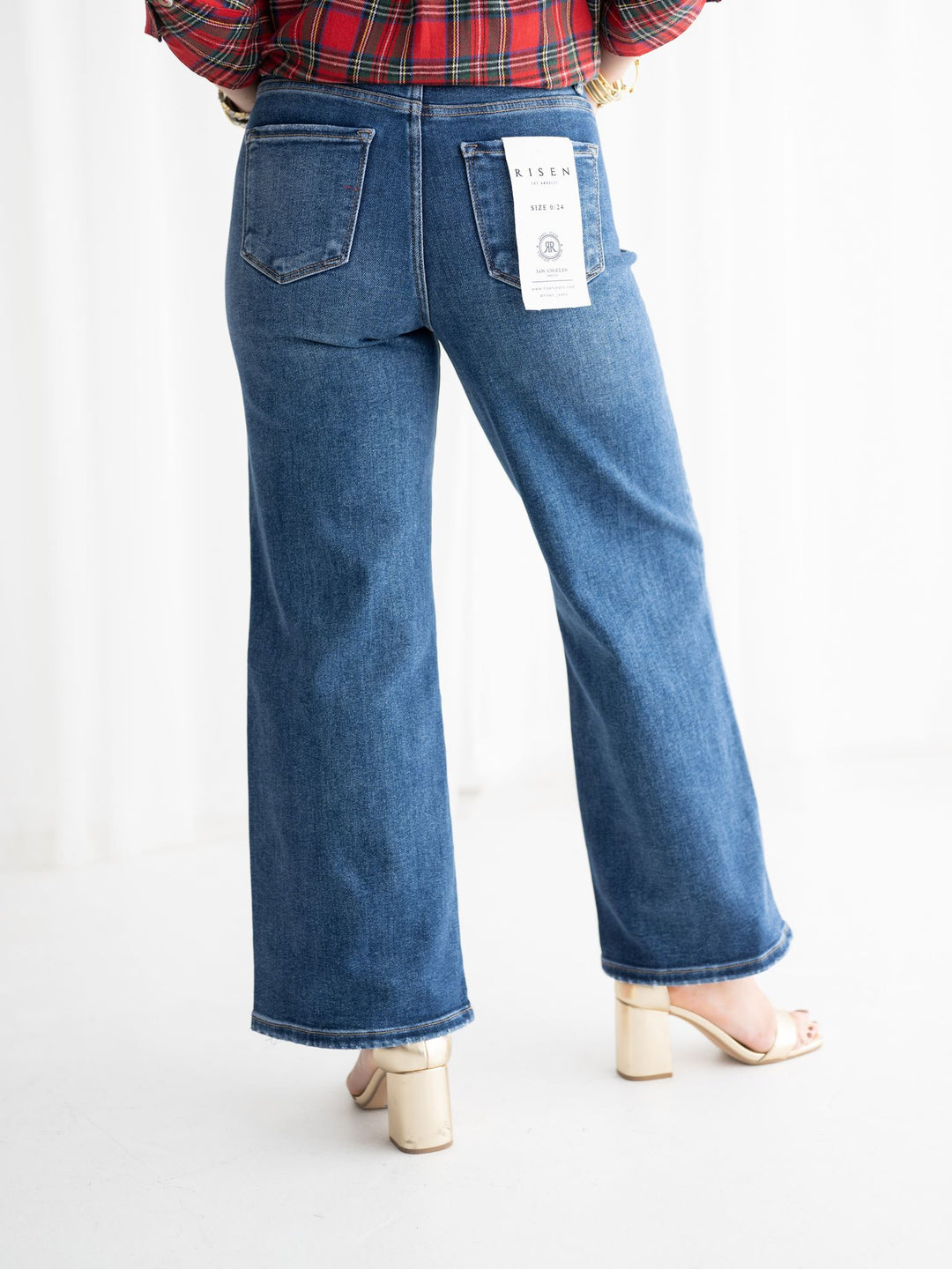 Risen TC-EB High Rise Crop Wide Jeans - Stretchy