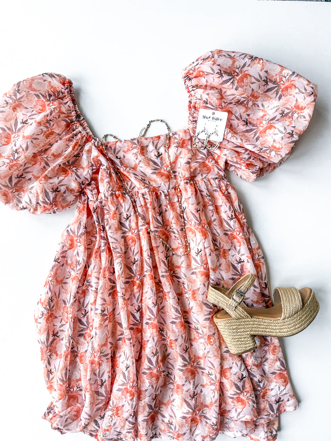 Playfully Peace Puff Sleeve Dress