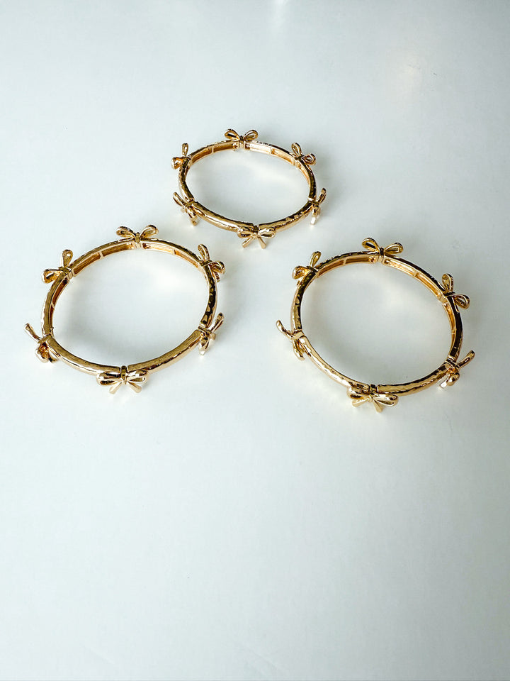 Gold Multi Bow Stretch Bangle
