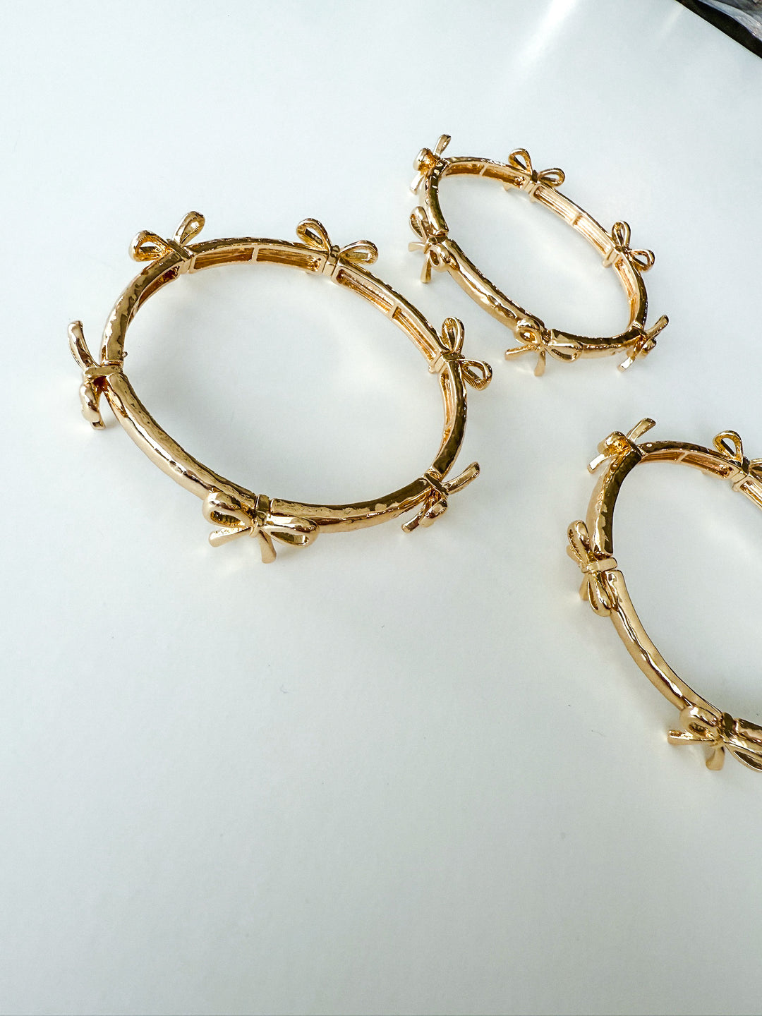 Gold Multi Bow Stretch Bangle