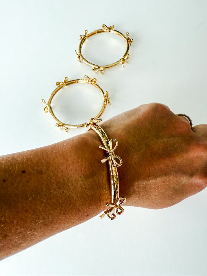 Gold Multi Bow Stretch Bangle