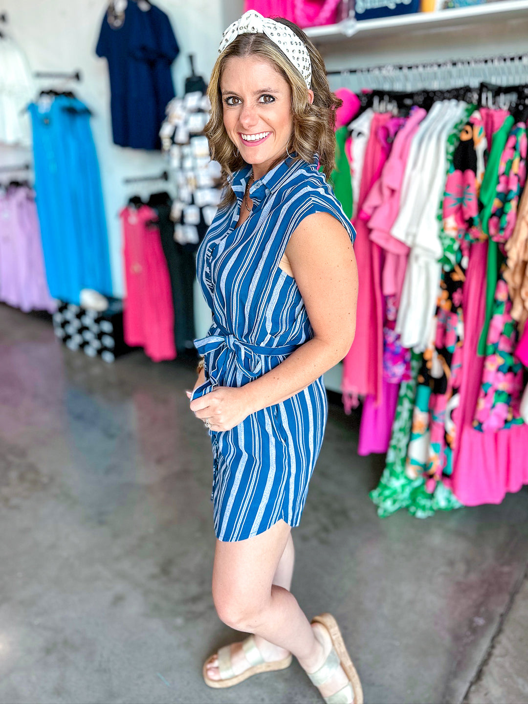 Toe the Line Button Front Dress