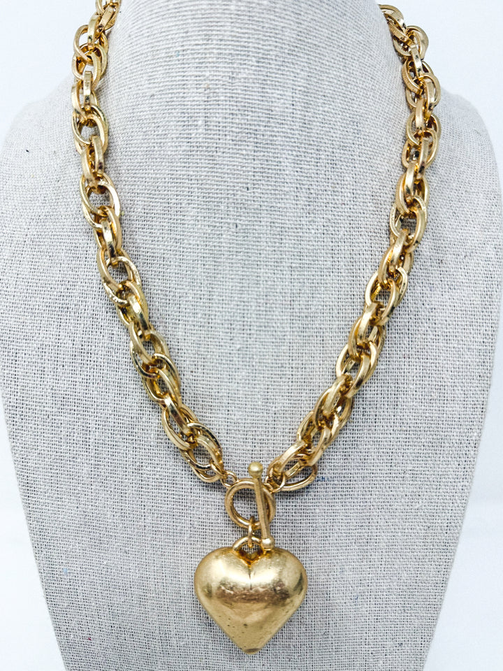 Vintage Chain Necklace with Bubble Heart