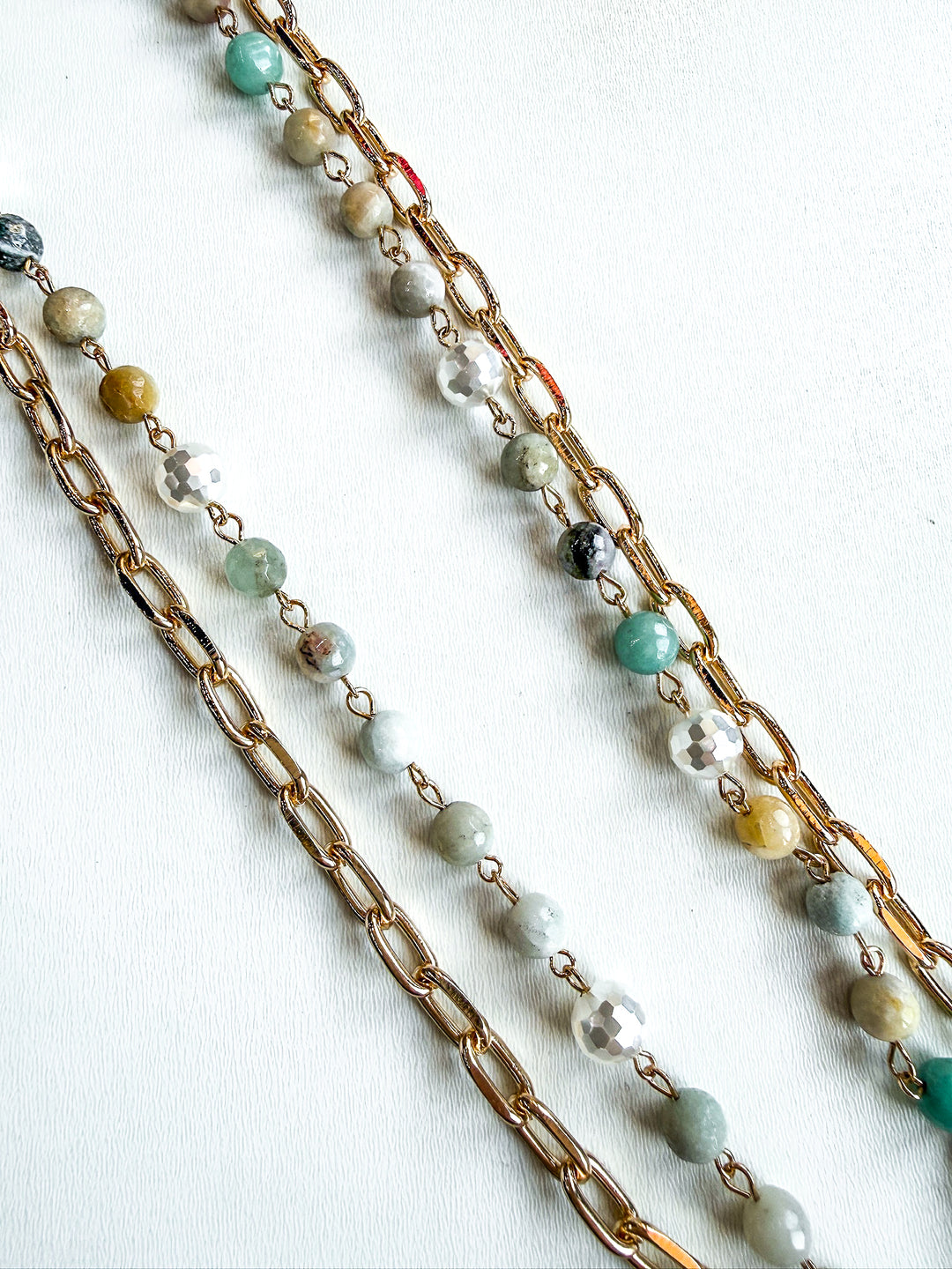 Long Beaded Necklace with Amazonite Pendant