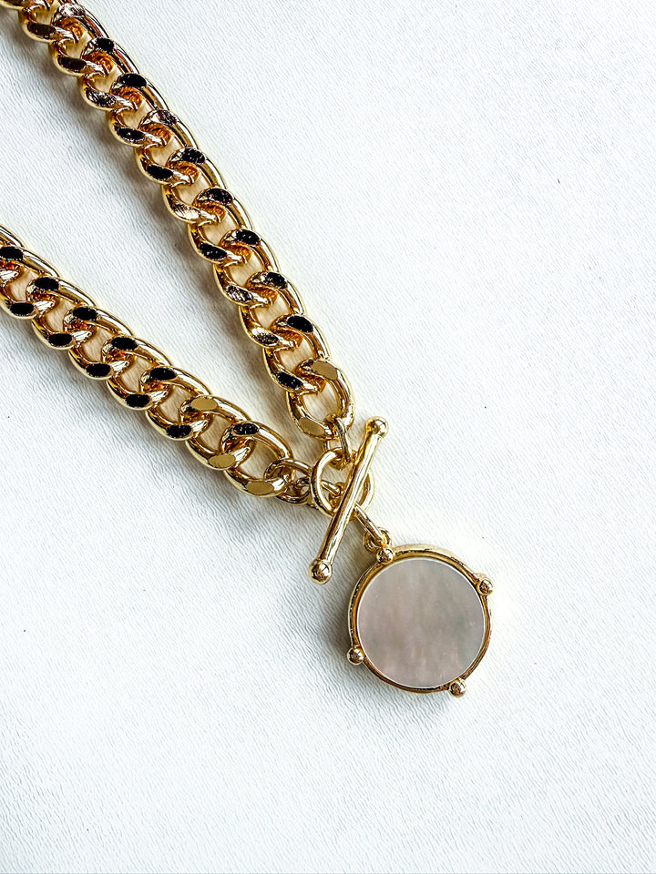 18K Gold Plated Satellite Chain with White Shell