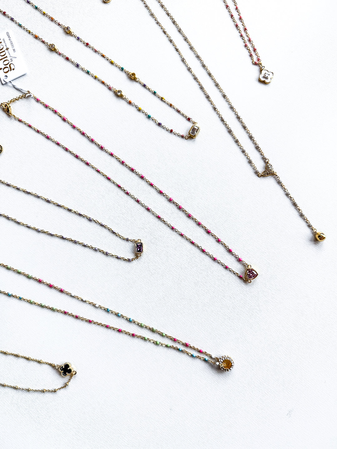 18K Gold Plated Enamel Dainty Chain Necklace