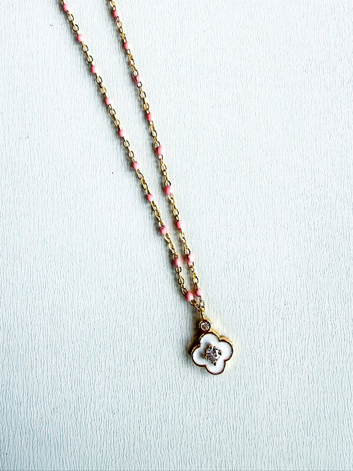 18K Gold Plated Enamel Dainty Chain Necklace