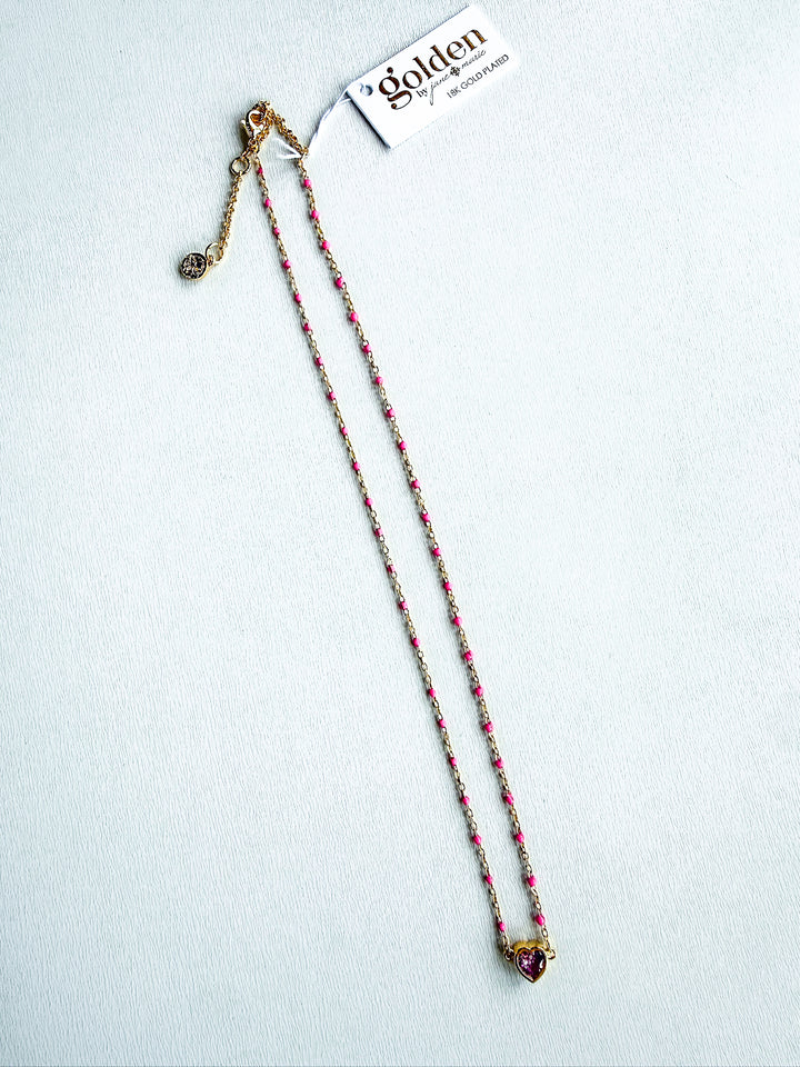 18K Gold Plated Enamel Dainty Chain Necklace