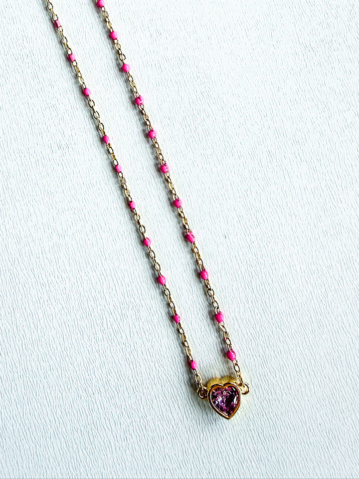 18K Gold Plated Enamel Dainty Chain Necklace