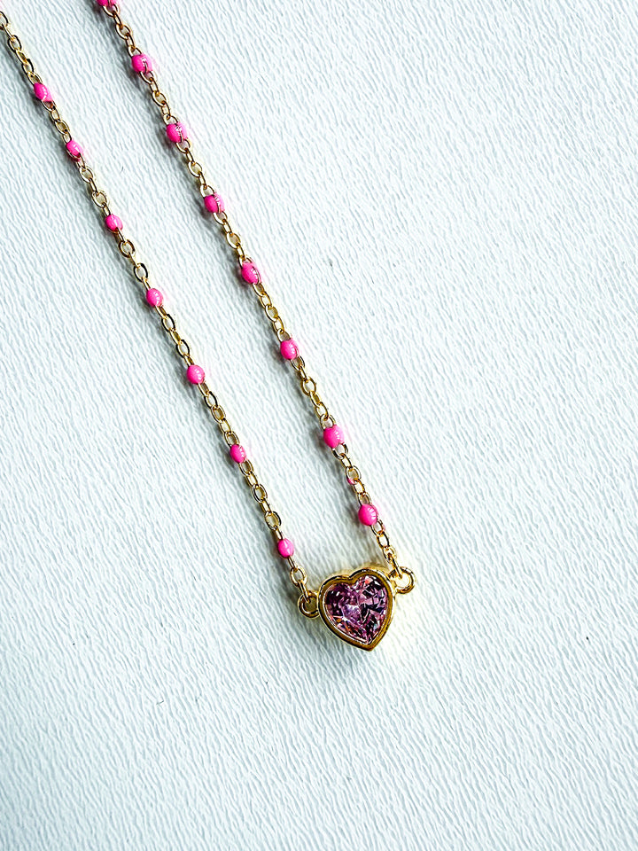 18K Gold Plated Enamel Dainty Chain Necklace