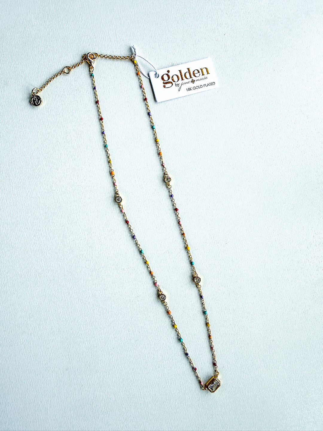 18K Gold Plated Enamel Dainty Chain Necklace