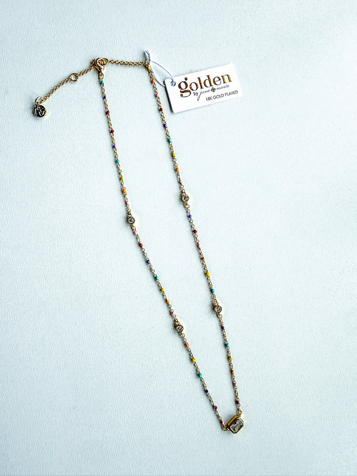18K Gold Plated Enamel Dainty Chain Necklace
