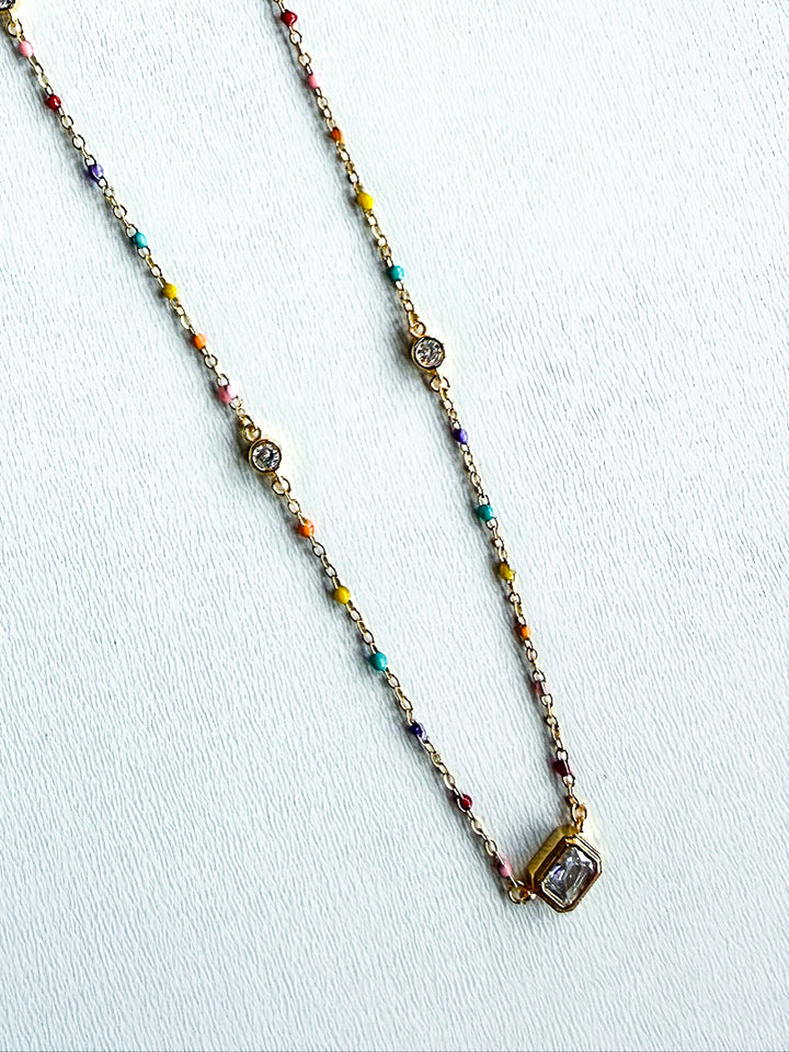 18K Gold Plated Enamel Dainty Chain Necklace