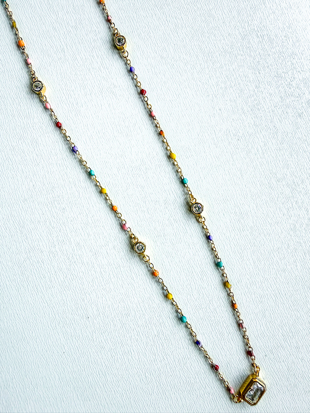 18K Gold Plated Enamel Dainty Chain Necklace