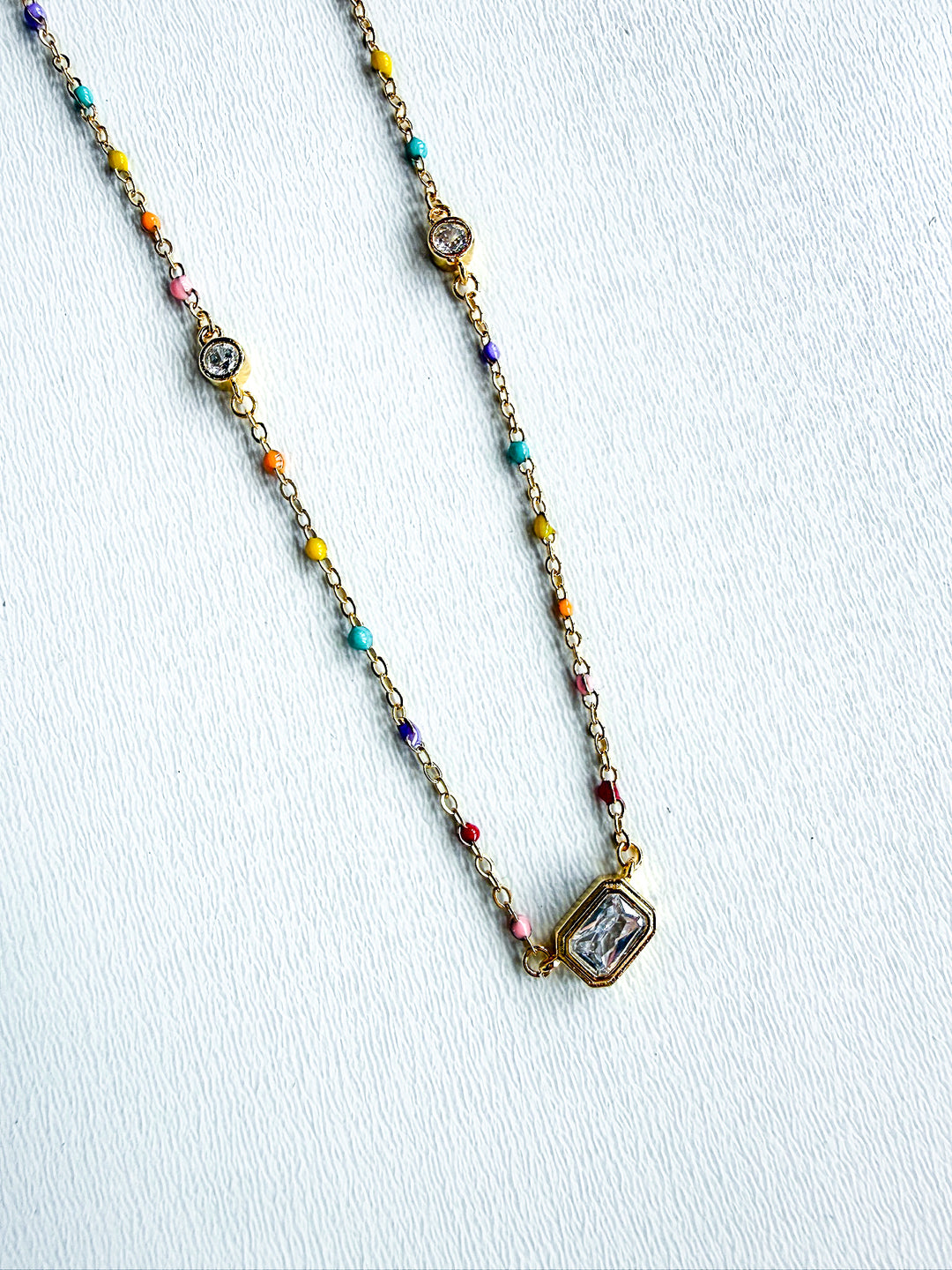 18K Gold Plated Enamel Dainty Chain Necklace