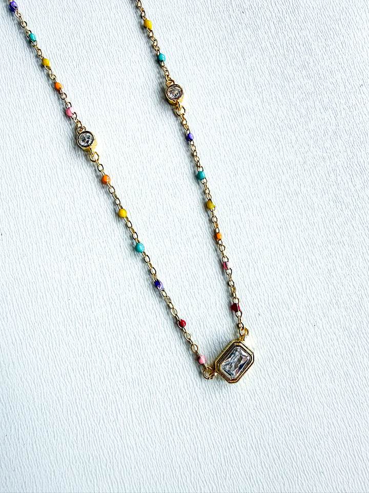18K Gold Plated Enamel Dainty Chain Necklace