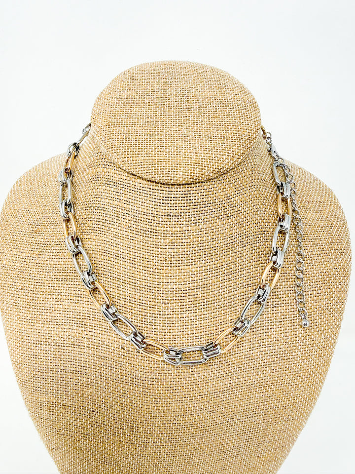 Mixed Metal Chain Link Short Necklace