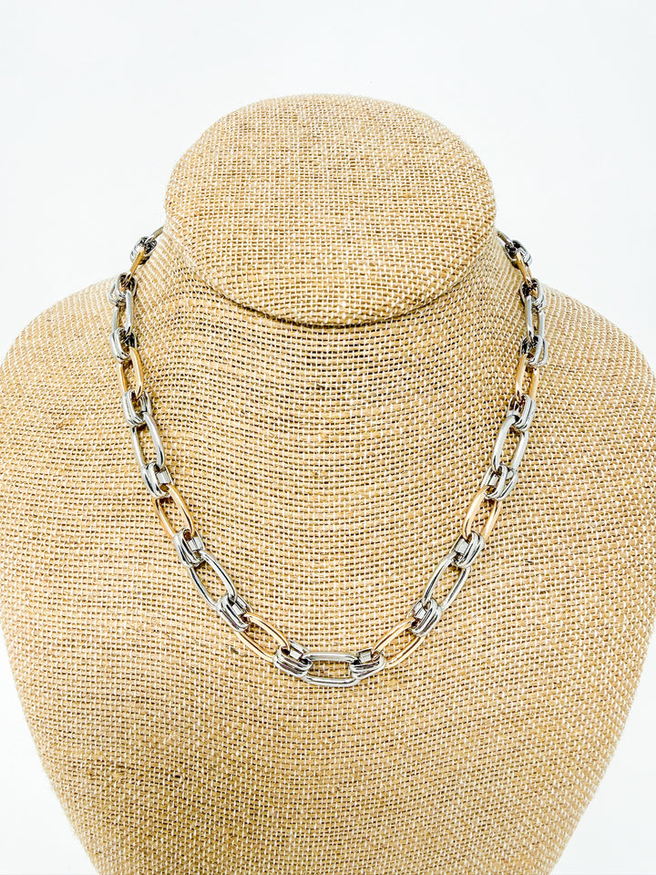 Mixed Metal Chain Link Short Necklace