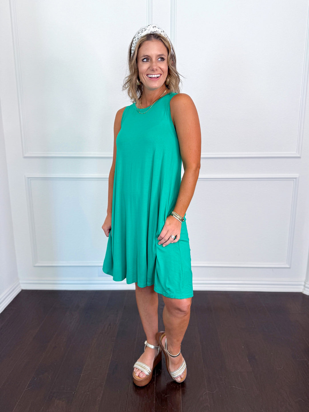 sleeveless jersey swing dress Sleeveless Jersey Swing Dress