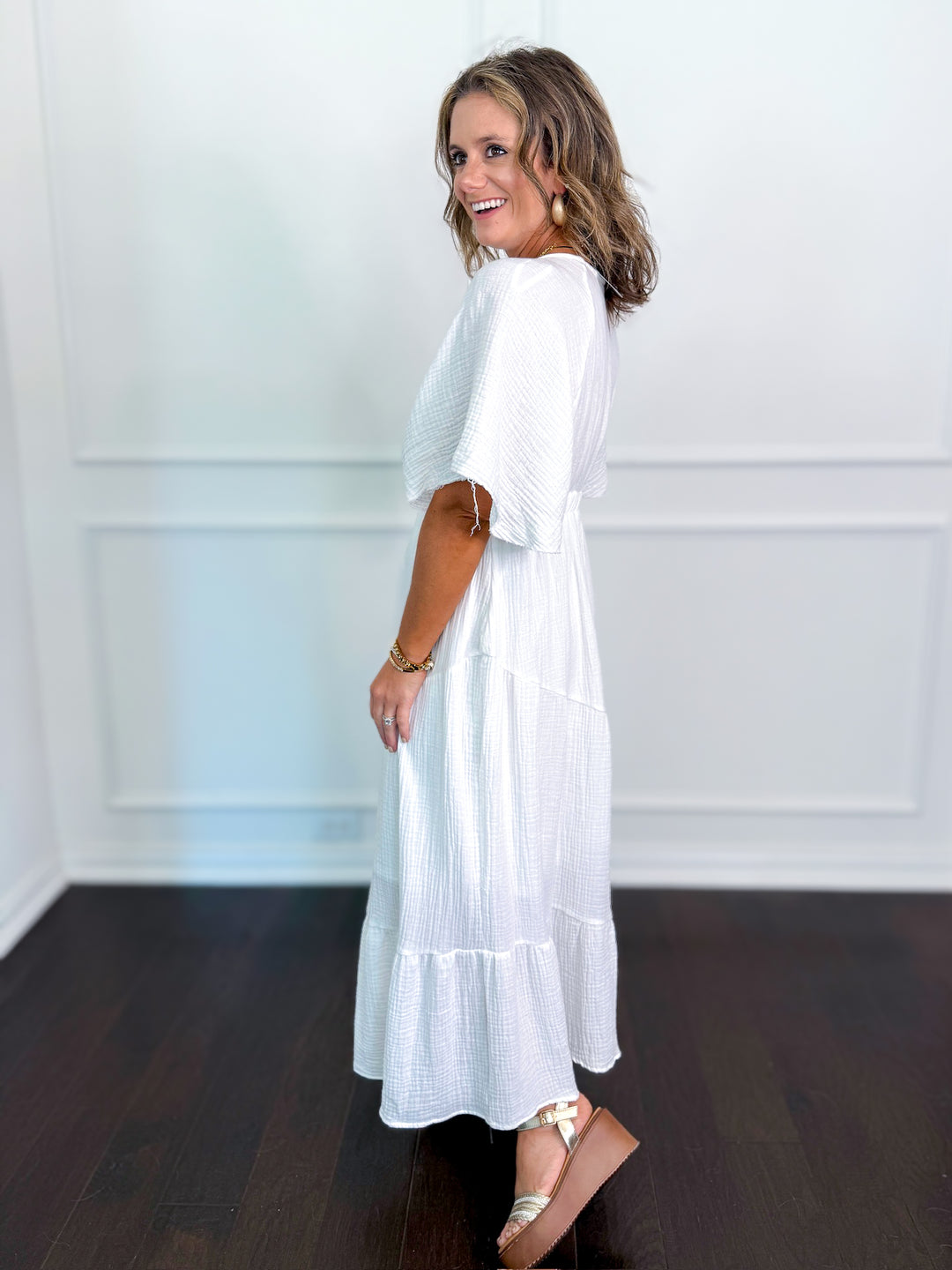 Gracie Gauze Smocked Midi Dress