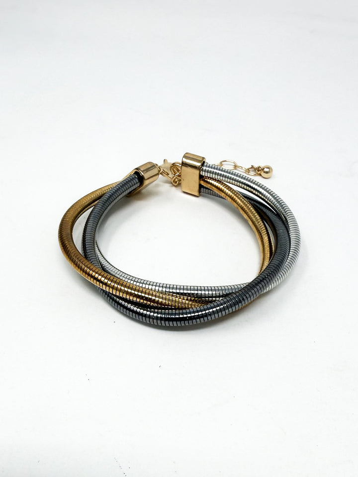Mixed Metal Crossed Bracelet