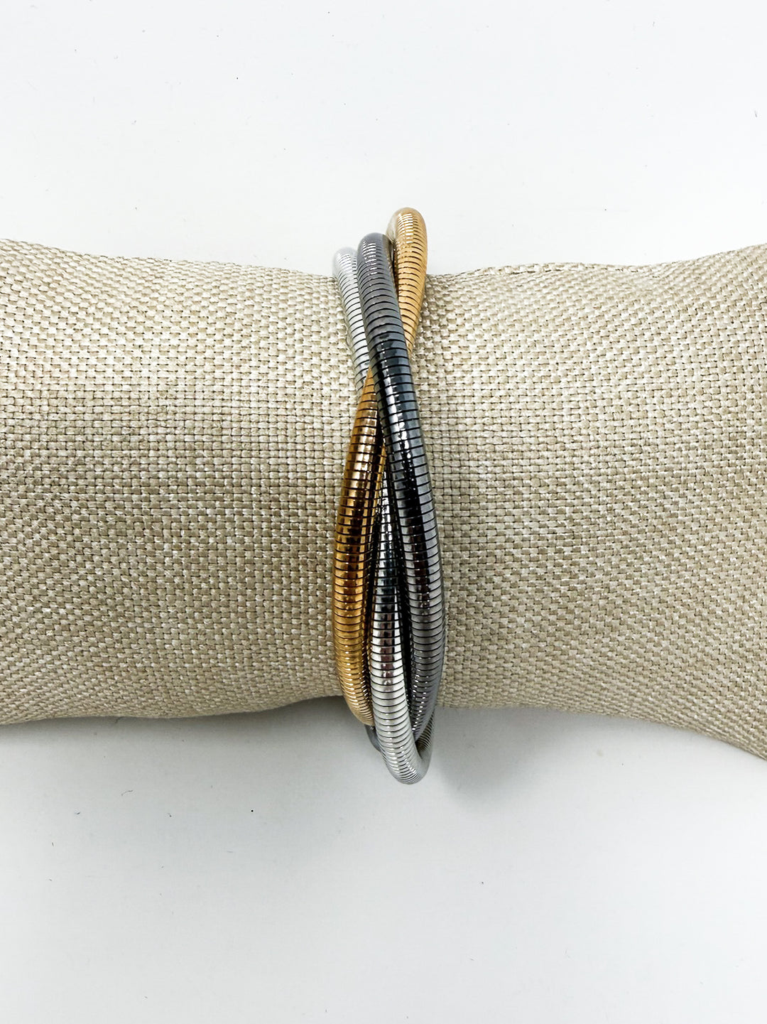 Mixed Metal Crossed Bracelet