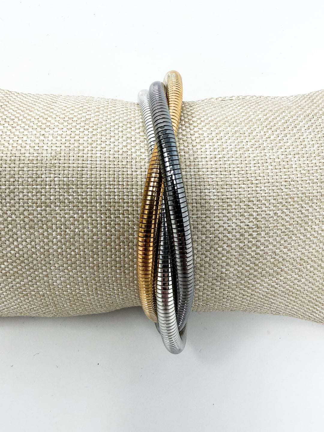 Mixed Metal Crossed Bracelet