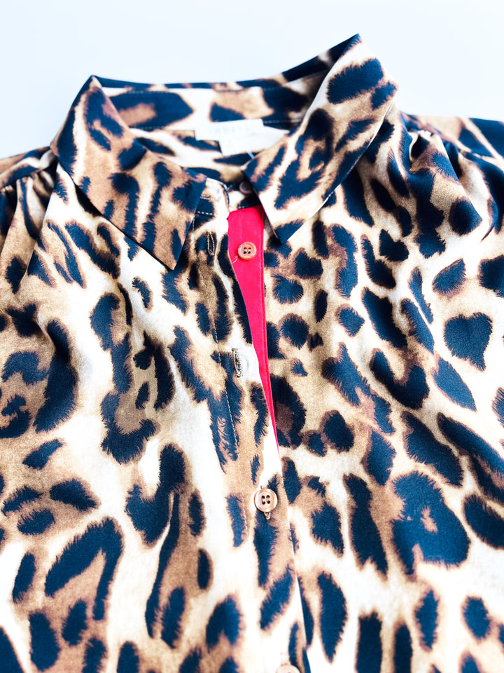 Lucky in Leopard Button Up Blouse