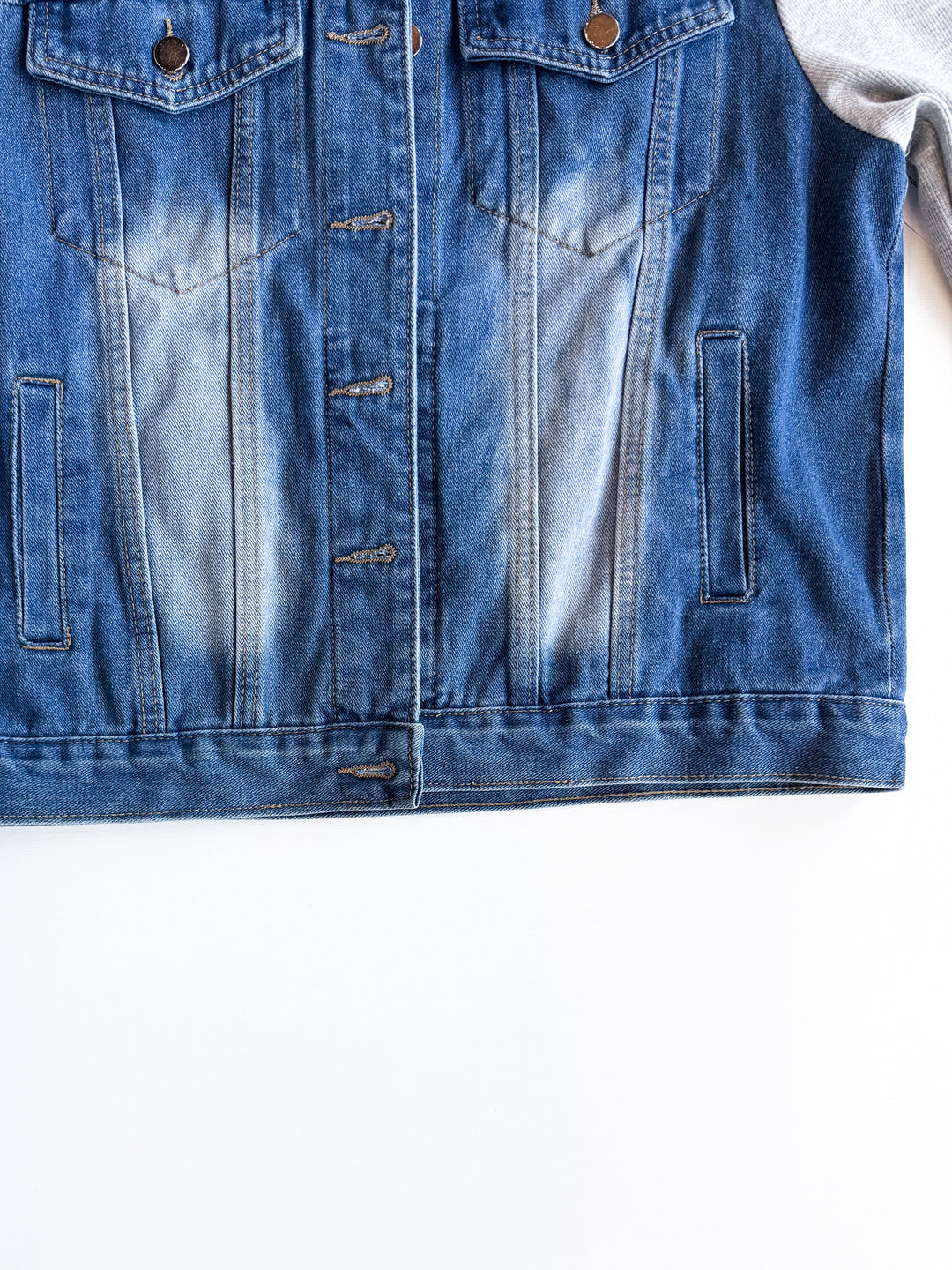 Function Meets Comfort Denim Jacket with Knit Sleeve