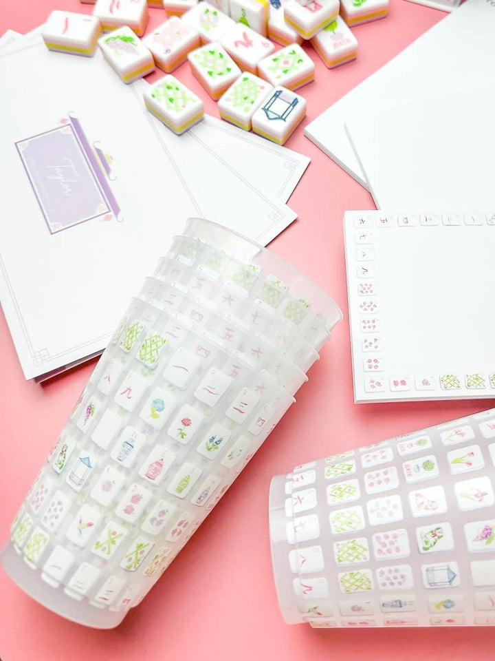 Multicolor Mahjong Tile Frosted Cups