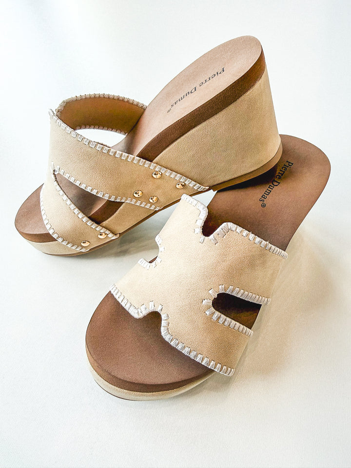 Vivian 7 Wedge Slide Sandal Nude