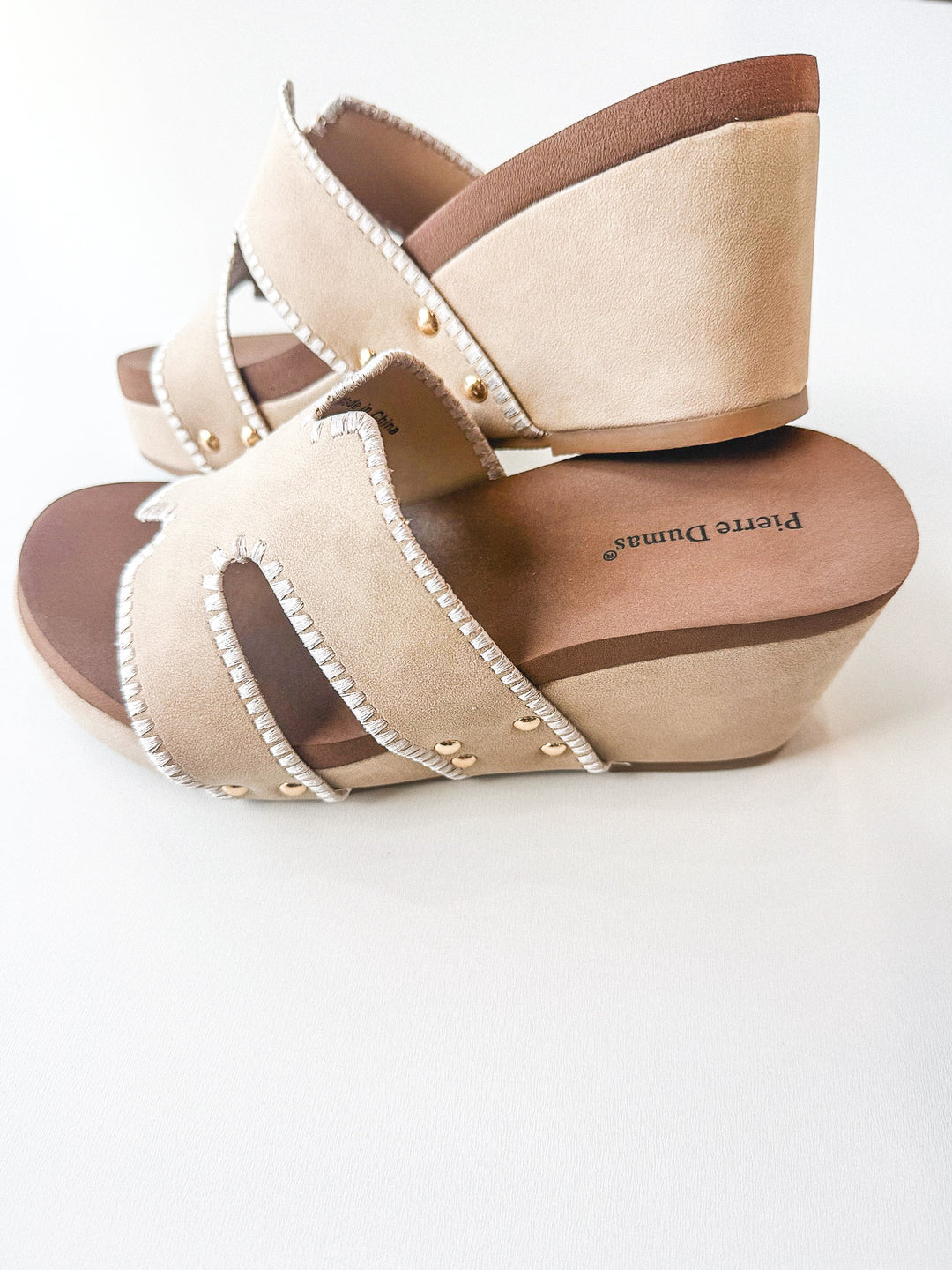 Vivian 7 Wedge Slide Sandal Nude