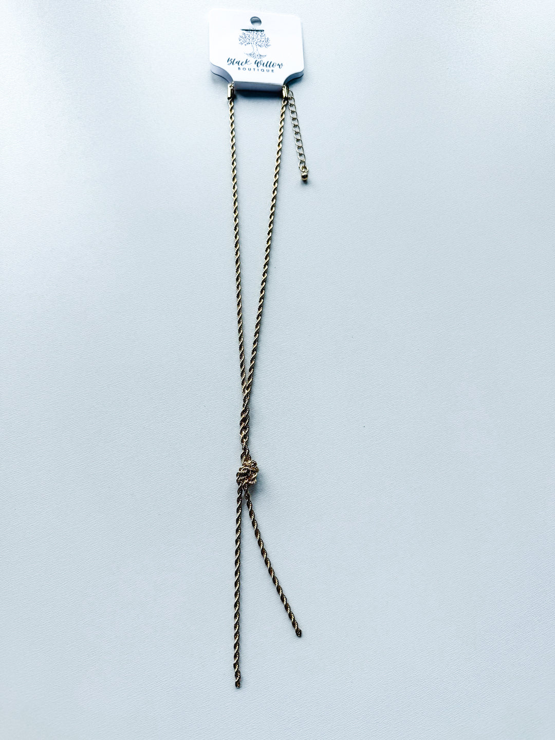 Twisted Rope Lariat Gold Necklace