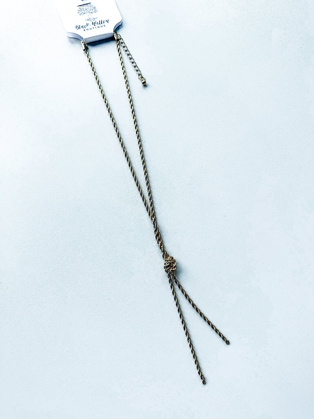 Twisted Rope Lariat Gold Necklace