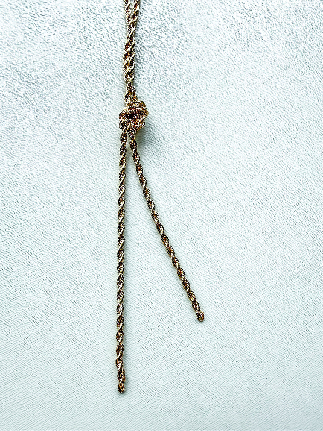 Twisted Rope Lariat Gold Necklace