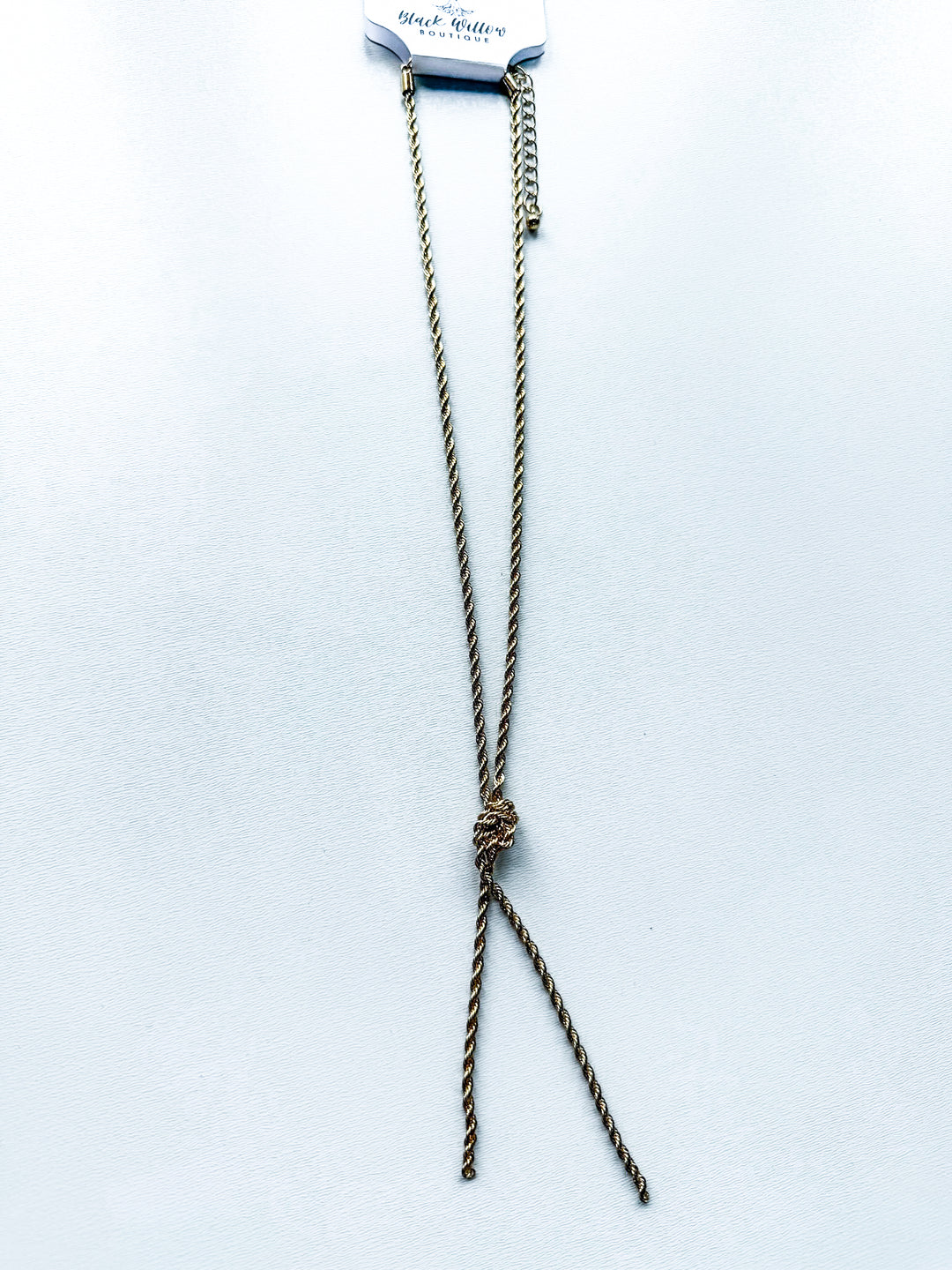 Twisted Rope Lariat Gold Necklace