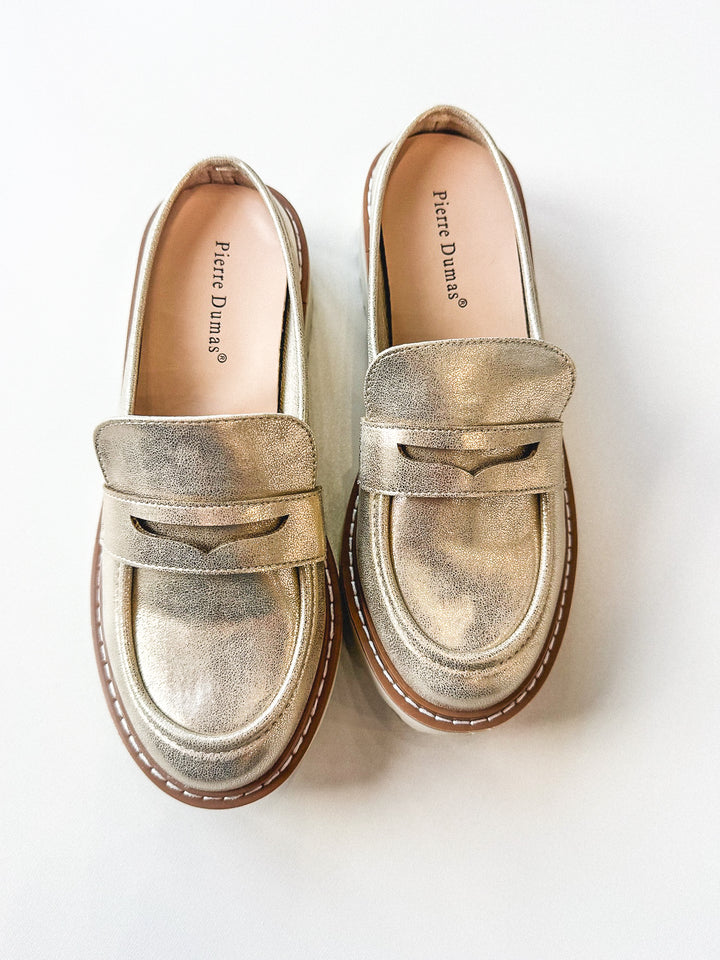 Mora 4 Platform Loafer Mule Gold
